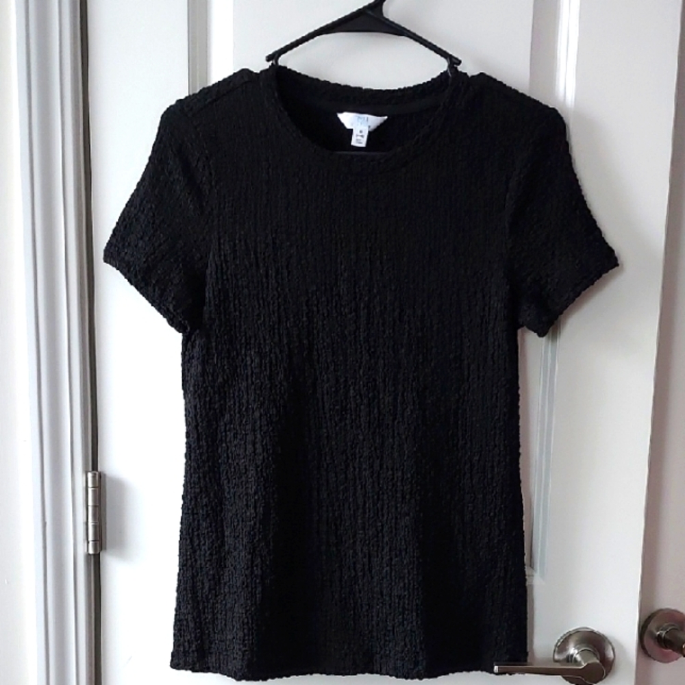Time and Tru Black Ribbed Short Sleeve T-Shirt. NBW NWT small